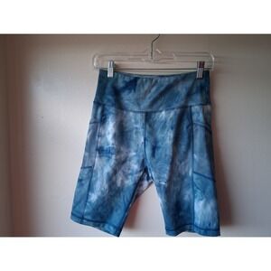 90 Degree by Reflex Blue Tie Dye High Waist Biker Shorts with Pockets Womens M